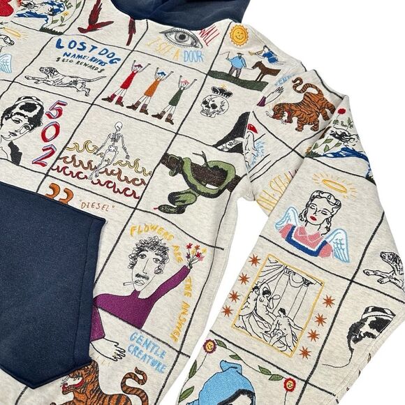 Samuel Zelig Gallery 002 Hoodie Size XS Oatmeal Embroidered - Picture 3 of 7